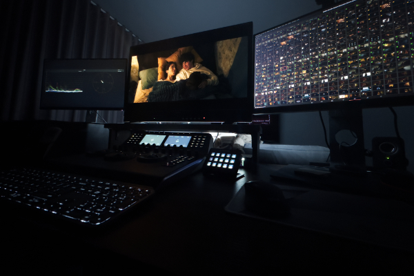 Cinema projector lens closeup placeholder