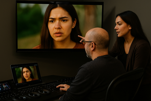 Two people collaborating over laptops placeholder